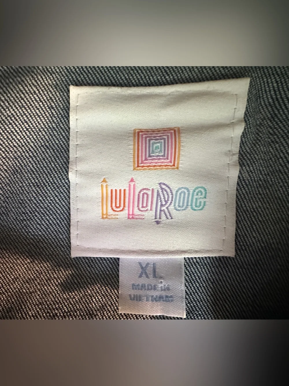 LuLaRoe Dark Blue Denim Jacket with White Star Accents